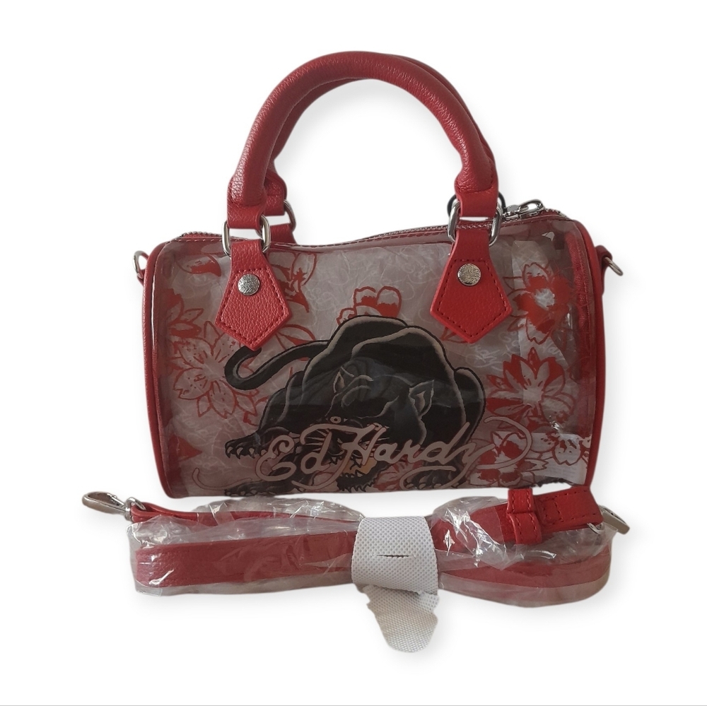 Ed Hardy Panther Clear Crossbody Satchel Beach Bag - Picture 13 of 13